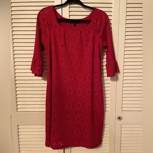 Red lace dress, fully lined, size 12, Chris McLaughlin brand, perfect condition
